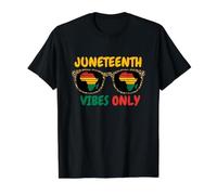 Juneteenth Vibes Only Black Pride Freedom Sunglasses Africa Value Graphic T-Shirt, Men, Black, L