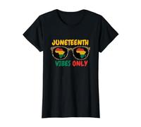 Juneteenth Vibes Only Black Pride Freedom Sunglasses Africa Value Graphic T-Shirt, Women, Black, S