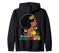 Juneteenth Women's Black Queen Melanin Ancestors Black Pride Zip Hoodie