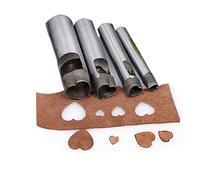 Junetree Leather Craft Hole Punch, 4Pcs Set Alloy Steel Hearts Shape, Manual Tool for Leather, Canvas, Paper, Plastic, DIY Production