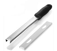 JUNEYE Grater in Black for Citrus Fruits, Hard Cheese, Ginger, Chocolate and Nutmeg with Fine Stainless Steel Blade - 1pcs