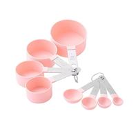 JUNEYEHX 8-Piece Pink Measuring Tools - Nylon, 4 Measuring Cups / 4 Measuring Spoons with Metal Handles for Liquids and Solids (Pink)