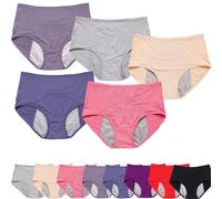 Juneyou Ladydry Leak Proof Panties, Leakproof Panties for Women, High-Waisted Leak-Proof Protective Panties (5PCS-C,X-Large)