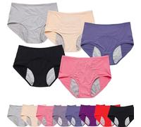 Juneyou Ladydry Leak Proof Panties, Leakproof Panties for Women, High-Waisted Leak-Proof Protective Panties (5PCS-A,6X-Large)