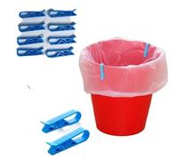 Junfamilee 10 Pcs Blue Plastic Kitchen Garbage Bin Clip，Set of Bag Clips - Anti-Slip Fixation Clamp for Trash Cans and Garbage Bins, Commercial Trash Cans, Waste Receptacles and Liners