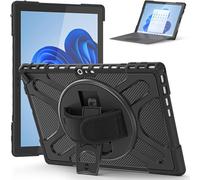 Junfire Case for Microsoft Surface Pro 7 Plus 2021/Pro 7+/7/6/5/4/LTE 12.3 Inch, Rugged Protective Cover Case with Kickstand Pen Holder Hand Strap, Compatible with Type Cover Keyboard, Black