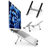 Junfire Laptop Stand for Travel Office, Portable Foldable Laptop Riser with 6 Adjustable Angle, Collapsable Laptop Holder Ventilation Cooling for 10-15.6 Inches MacBook Air, Pro, Lenovo, HP-Sliver