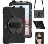 Junfire Protective Case for Microsoft Surface Go 4/3/2/1 10.5 inch 2023/2021/2020, Shockproof Heavy Duty Case with Kickstand Hand Strap, Pen Holder and Shoulder Strap, 360 Degree Rotation (Black)