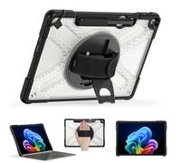 Junfire Protective Case for Microsoft Surface Pro 12 Inch 2025, Case with 360° Rotating Stand, Wrist Strap, Shoulder Strap and Pen Holder, Compatible with Keyboard, Transparent