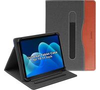 Junfire Universal Case for Doogee U11 11"/Tab A9 10.1"/A9 Pro/HotLight/TABWEE T80, PU Leather Flip Protective Cover with Multi-Angle Stand Pen Holder for 10-11 Inch Android/IOS/Windows Tablet, Brown