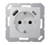 JUNG A500 Dual USB Wall Socket With Child Protection (European Socket) - A1520-15CAAL