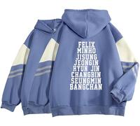 JUNG KOOK SKZ Hoodie Hyunjin, Felix, Changbin, Bangchan Sweatshirt Shirt Skz Merch for Women, A Blue, XL