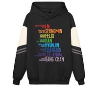 JUNG KOOK Skz Hoodie Sweatshirt Album Merch Felix Bangchan Lee Know Hyunjin Seungmin Pullover for Women, Black 06, Large