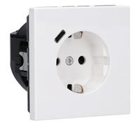 Jung LS1520-18CWW Schuko Socket with USB Type C (2/3A) Quick Charge with Increased Touch Protection (Thermoplastic Shatter-Proof) Alpine White LS Series