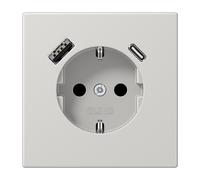 Jung LS990 Wall Socket With Dual USB A C Charging Ports (European Socket) - LS1520-15CALG