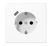 Jung LS990 Wall Socket With USB-C Quick Charge Port (European Socket) - LS1520-18CWW