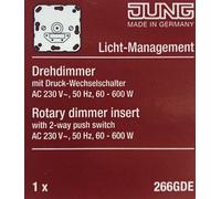 Jung Rotary Dimmer with Push-Button Switch AC 230V, 50Hz, 60-600W 266GDE