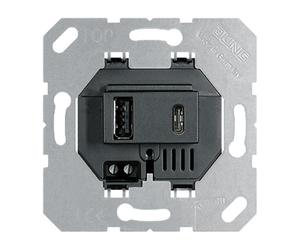 Jung USB Charging Socket Type A and C Black - USB15CASW