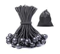 JunGG Bungee Cord with Balls, 25Pcs 4 Inch Black Bungee Ball Cords, Heavy Duty Tarp Bungees Ties Elastic Tie Down Straps for Tarpaulin Tent Camping Pavilions Flag Marquee