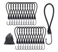 JunGG Heavy Duty Bungee Cords with Hooks, 25 Pcs 15 cm (6 Inch) Elastic Bungee Straps - Weatherproof & UV-Resistant Bungee Ropes for Camping, Tarps, Caravan, Luggage, Securing