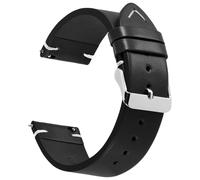 JUNGHELE leather watch bands for men and women, Quick Release leather watch strap with Silver Buckle watch leather strap, Black 20mm watch band
