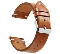 JUNGHELE leather watch bands for men and women, Quick Release leather watch strap with Silver Buckle watch leather strap, Yellow-brown 22mm watch band