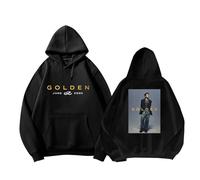 Jungkook Album Golden Hoodie K-pop Merch Sweatshirt Support Printed Top Cotton Hooded Shirts For Fans(D Black,S)
