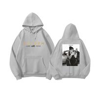 Jungkook Album Golden Hoodie K-pop Merch Sweatshirt Support Printed Top Cotton Hooded Shirts For Fans(B Gray,4XL)