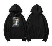 Jungkook Album Golden Hoodie K-pop Merch Sweatshirt Support Printed Top For Fans Cotton Hooded Shirts(B Black,XL)