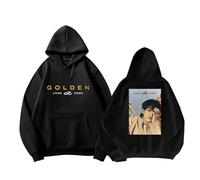 Jungkook Album Golden Hoodie Merch Sweatshirt Support Printed Top Cotton Hooded Shirts for Fans(A Black,L)