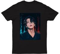 Jungkook South Korean Singer BTS Member Mens T-Shirt Black Unisex Tee Size M