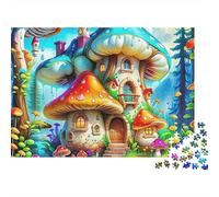 Jungle 1000 Piece Jigsaw Puzzle for Adults Whimsical Mushroom Fairy House in Enchanted Woods Premium Thick Sturdy Vibrant Challenging Family Game 70x50cm/1000pcs