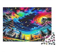 Jungle 1000 Piece Jigsaw Puzzle Premium Paper Colorful Starry Forest Challenging Brain Teaser Puzzle Enthusiasts Adults Cognitive Development Indoor Solo Activity 52x38cm/1000pcs