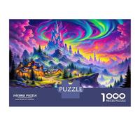 Jungle 1000 Piece Puzzles for Adults on Thick Blue Board Colourful Jigsaws Aurora Fantasy Town for Quiet Time Activities And Date Night Ideas 38x26cm/1000pcs