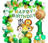 Jungle 1st birthday decorations for boys & girls, Animal Safari Party Decorations with Jungle Safari Balloons, Animal Balloons, 40 1st Foil Balloon for Wild One Baby 1st Birthday Decorations