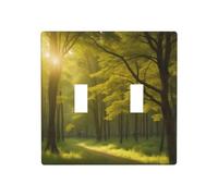 (jungle) 2 Gang Double Toggle Light Switch Cover Decorative Switch Wall Plates 4.5 x 4.5 in, New Apartment House Home Essentials Decor Housewarming Gift