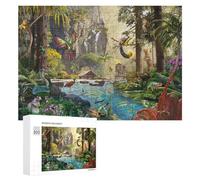 Jungle Adventure Wildlife And Waterfall Puzzle Decorative Jigsaw for Grown-Ups, 300 PCS - New Year Puzzle Gift; for Shared Table Time
