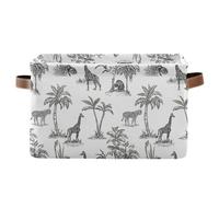 Jungle Animal Black Storage Basket Storage Bin Collapsible Closet Organizing Storage Cubes for Home Cloth with Handle 2 Pack