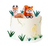 Jungle Animal Cake Decoration, Animal Cake Decorations, Cake Toppers, Squirrel Hedgehog Plum Blossom Grass for Kids Birthday Cake Decoration, 10Pcs