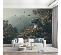 Jungle Animal Cheetah Wallpaper Paste The Wall 250x175cm(W x H) Mural Wallpaper 3D Effect for Living Room Fireplace Feature Wallpapers Green Plants and Floral Wall Mural Bedroom