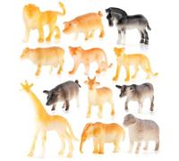 Jungle Animal Decoration 12pcs - 5cm PP Mini Zoo Safari Figurine Set, Lion Giraffe Elephant Leopard Simulation Toy | Birthday Cake Shower Centerpiece for Balcony Garden Terrace Window