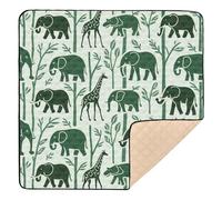 Jungle Animal Elephant Green Giraffe Soft Foam Baby Activity Play Mat for Floor Lightweight Activity Entertainment Mat for Babies Infants Toddlers, 50'' x 50''