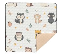 Jungle Animal Fox Squirrel Colorful Large Stylish Baby Gym & Activity Mat for Indoor Outdoor Washable Activity Entertainment Mat for Babies Infants Toddlers, 50'' x 50''