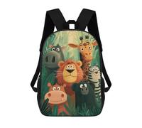 Jungle Animal Friends Rucksack School Secondary High School College Backpack Travel for Campus Outdoor Travel Sports 17inch