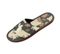 Jungle Animal Green Brown Mens Slippers Indoor Outdoor Reusable Cute personalizado para Rubber Sole Home Shoes for Travel, Hotel, Party, Guests sandalias para mujer