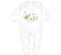 Jungle Animal Safari Gang Personalised Unisex Baby Clothing Gift (Choose from: Baby Vest | Babygrow | Hat | Blanket | Gift Box) (Babygrow, Hat, Blanket & Box: White, 3-6 Months)