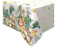 Jungle Animal Table Cloth, Jungle Tablecloth Party Decorations, Jungle Animal Party Tablecloth for Kids Girls Boys Birthday Party Supplies, Jungle Sarafi Animal Table Covers for Jungle Theme Party