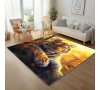 Jungle Animal Tiger Rugs Living Room 180x240cm Machine Washable Rug, Soft Short Pile Non-Slip Sunset Jungle Landscape Area Rugs for Bedroom Dining Room Office Non-Shedding Floor Carpet