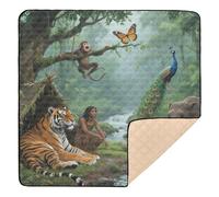 Jungle Animal Tigers Elephant Soft Foam Baby Activity Play Mat for Indoor Outdoor Non-Toxic Activity Gym Mat for Babies Infants Toddlers, 50'' x 50''