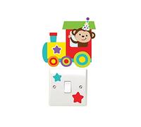 Jungle Animal Train & Stars Light Switch Wall Stickers Children's Bedroom Playroom Perfect for Any Themed Room